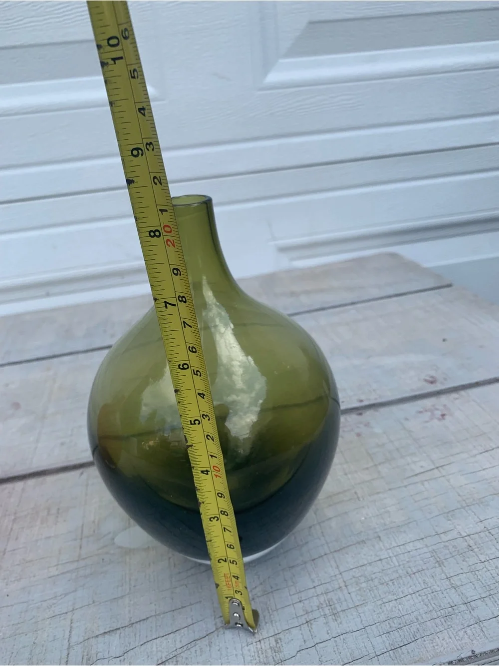 Red & Olive Green Art Glass Salong Vase Hand Blown J Jelinek Retired Style pair